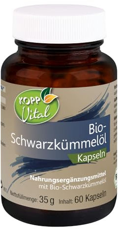 KOPP Vital® Bio-Schwarzkümmelöl Kapseln | 35 g | 60 Kapseln | Rein. Ungefiltert. Bio. Premiumqualität