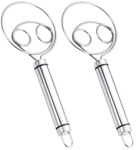 2pcs Round Handle Ring Mixer Dough Mixer Stainless Steel Mixer Fast Egg Beater Large Double Hole Quick Mixer Baking Tools