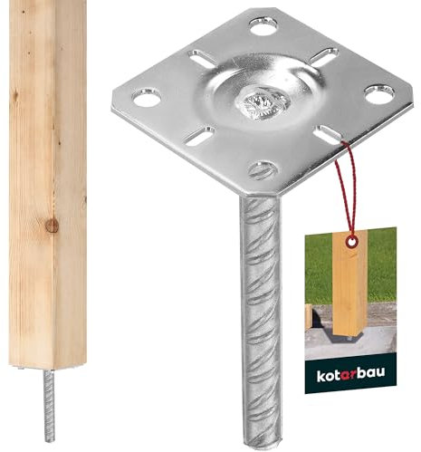 KOTARBAU® Pfostenträger 100x100 mm aus Feuerverzinkt Stahl Betonanker für Pfosten Holzpfosten Pfostenschuh Pfostenanker Zaunpfosten Metall Bodenfuß für Vierkantholzpfosten Einbetonieren Pfostenträger