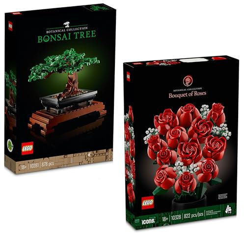 BRICK Flip Lego Flowers, set da 2 pezzi, 10281 Bonsai Albero & 10328 mazzo di rose | Collezione botanica | Icons