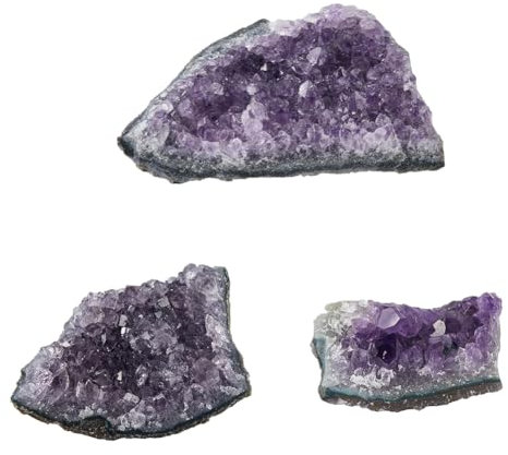 SUPERFINDINGS 3 Stili Pietre di Ametista Viola Cluster di Ametista Grezza Geode Pietre Preziose Viola Cristalli Grezzi Viola Pietre Grezze Naturali per La Casa 1.6 pollici
