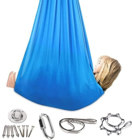 Kompressionssocken Mit Eng Anliegendem Sensorischem Sack, Körpersocke, Beruhigende Therapiedecke, Stressabbau, Angst, Autismus, ADHS, Taktile Gegenstände Für Therapeutisches Spielen (Color : Blau, S