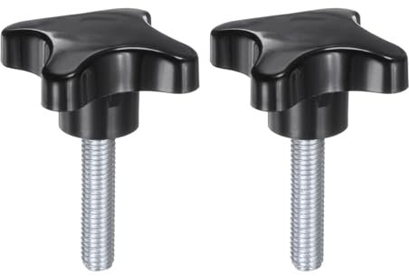 QUARKZMAN 2 Stück Rändelschrauben mit Kreuzgriff M10 x 40mm Sterngriffschraube Kunststoff Knopf Verzinkter Kohlenstoffstahl Gewinde Klemmschraube Sterngriffmutter Klemmknopf für Maschine