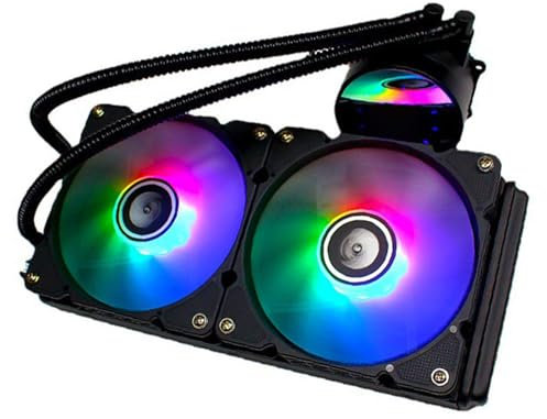 ARGB CPU Liquid Cooler AIO CPU Water Cooler 240mm Radiator with Dual 120mm PWM Fan, 3-pin PWM Addressable RGB Liquid Cooling System for AMD AM4, AM5, for 1150, 1151, 1155, 1156