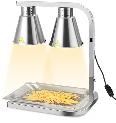 vhdurike Lampada riscaldante per Alimenti da banco, scaldavivande Elettrico Portatile con Tre lampadine da 250 W, Lampada scaldavivande Regolabile in Altezza per casa, Ristorante