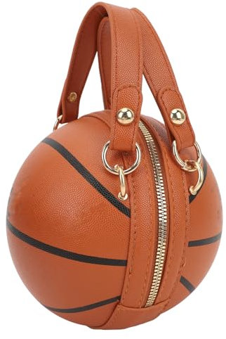 Nimomo Runde Handtasche Damen Basketball Tasche Basketball geformte Handtasche One Shoulder Messenger Bag für Schule Einkaufen Reisen Braun Rundes Design