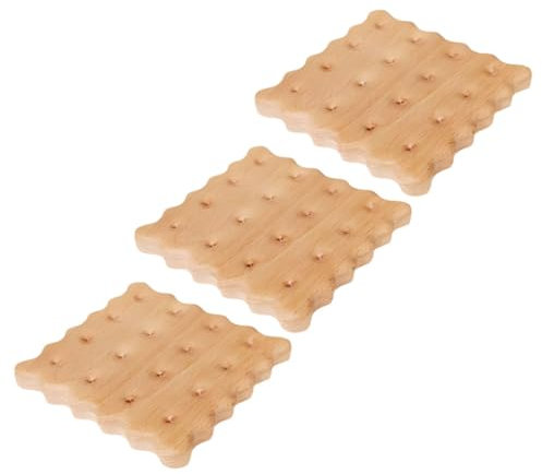 CORHAD 3stücke Teiliges Keksförmige Holzuntersetzer Wärmeschutz Tischmatten Für Tassen Massivholz Cup Pads rutschfeste Hitzebeständige Tischunterlage Für Haushalt Teehaus Und Restaurant