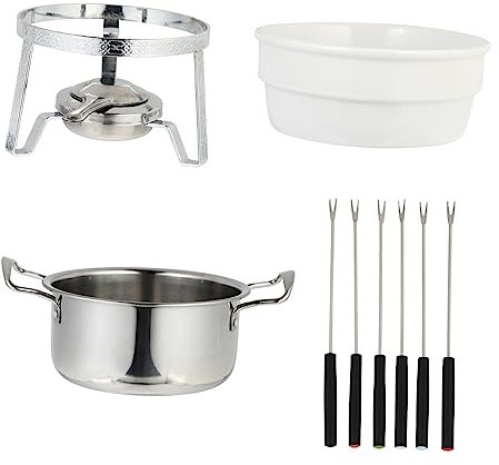 SECFOU 1ensemble Fours à Fondue Acier Inoxydable pour Chocolat Et Fromage Pot Chauffant pour Cuisine Et Restaurant