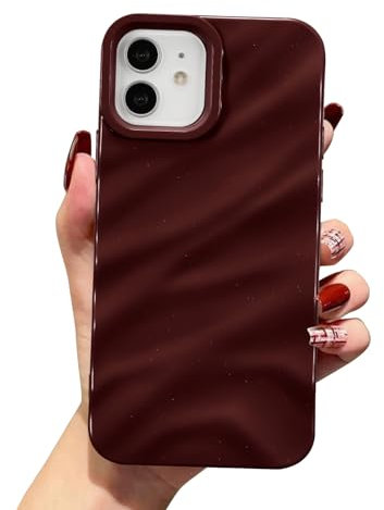 QLTYPRI Compatible with iPhone 11 Case,Cute Wave Water Ripple Pattern Case for Girls Women,Slim Glossy Soft Silicone TPU Bumper Shockproof Protective Phone Cover for iPhone 11-Wine Red