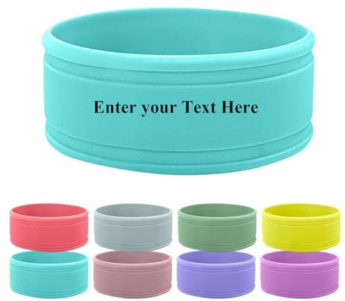Personalised Bottle Band, Silicone, Water Bottle Name Bands, Label for Bottles, Food Grade Silicon Non-Slip Anti-Heat Insulation Hollow Cup Sleeve (Blue)