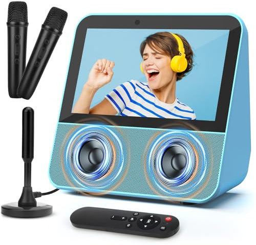 TURNRISE 7 Mini Portable TV: 1080P HD Touch Screen Portable Smart TV with ATSC Tuner - Karaoke Machine with Bluetooth - Battery Powered TV with Remote for Camping, Travel, Car, Home (Blue)