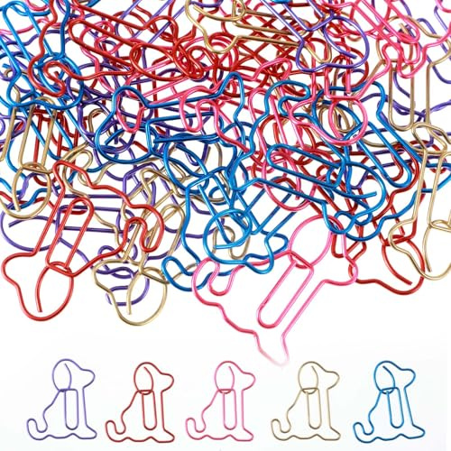Ymapinc 50 Stück Cute Hunde Büroklammern | Metall Büroklammer für Bürobedarf Aktenklammer Lesezeichen Geschenk für Hundebesitzer