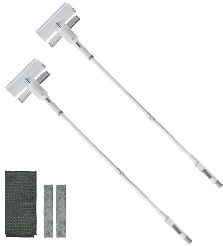 2025 Verbesserter Fensterreiniger mit Sprüher, Fensterabzieher, Fensterwischer mit verstellbarem Griff (132cm), Professioneller Fensterreinigungsset für Bad, Küche, Auto, Glas (2)