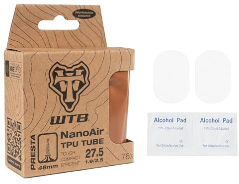 WTB - TPU-Schlauch für Mountainbike, 27,5 x 1,9 bis 6,3 cm, 60 % leichter und 3 mal kleiner als herkömmlicher Fahrradschlauch, 48 mm Presta-Ventil, inklusive zwei Patches