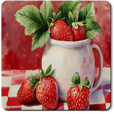 Alfombrilla protectora superior para lavadora y secadora de fresas, cubierta antipolvo retro para lavadora, decoración del hogar, de goma, antideslizante, impermeable, para lavadora, secadora, 24 x 24