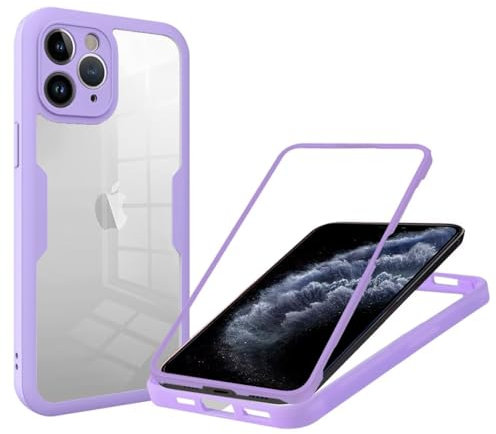 GoodcAcy Case für iPhone 11 Pro Hülle mit eingebautem Panzerglas Displayschutz und Kamera Schutzfolie [9H HD], 360 Grad Handyhülle Ganzkörper Stoßfeste iPhone 11 Pro Case - Violett