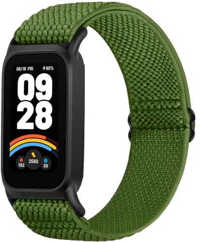 SHIJZWD Elastisches Armband Kompatibel Mit Xiaomi Smart Band 9 Active/Redmi Smart Band 3, Nylon Dehnbares Uhrenarmband für Xiaomi Mi Band 9 Active/Redmi Smart Band 3 Damen Und Herren
