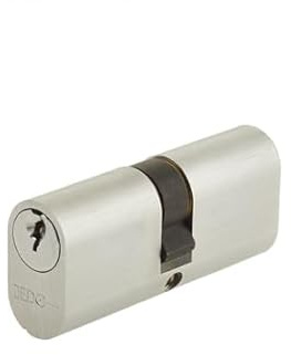 Kooples Hardware Oval Profile Double Cylinder – Keyed Both Sides Lock Barrel for Mortice Locks – Secure Brass Cylinder for Timber Doors (Satin Chrome, 80mm)