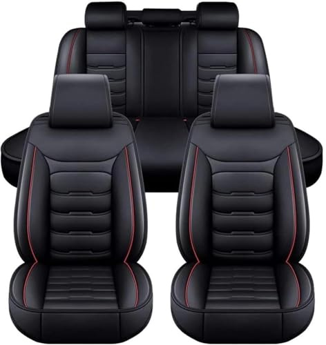 Ufgwhirl Full Set Auto Sitzbezüge für Jeep Cherokee Grand Cherokee,5 Sitze Universal Autoschonbezug Autositzzubehör,Wasserdicht PU-Leder Autositzkissen für die meisten Autos-Black Red
