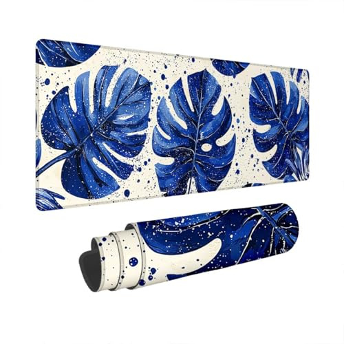 Tappetino Mouse XXL 600x300 mm Tappetino Mouse Gaming Foglia Impermeabile Mousepad Retrò Sottomano Scrivania con Base in Gomma Antiscivolo Ufficio Accessori Tappeto Scrivania Bordo Cucito per PC S-57