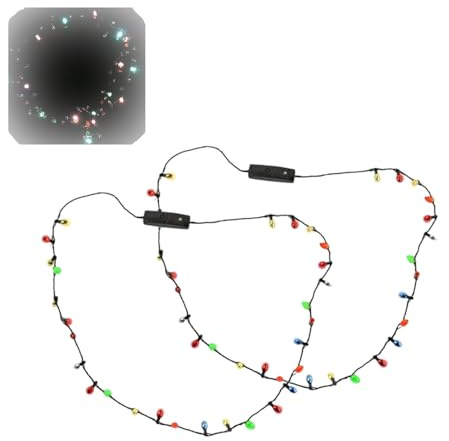 Generisch 2 Stück Bunte Blinkende Weihnachtskugel Halsketten, LED Lichterketten, 86 Cm, Kostümzubehör Für Festtage Festivals Bühnenauftritte Geburtstage Hochzeiten Frauen Männer