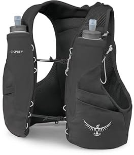 Osprey Duro 6L Men's Running Hydration Vest with Hydraulics Soft Flasks - Adjustable Water Pack with Pockets, Black, Medium