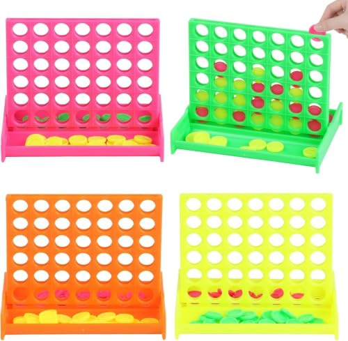 VEYLIN Mini 4 in a Row Classic Board Game, 12 Pack Assorted Colours Four In A Row Board Games Party Bag Fillers, Educational Toy for Boys & Girls