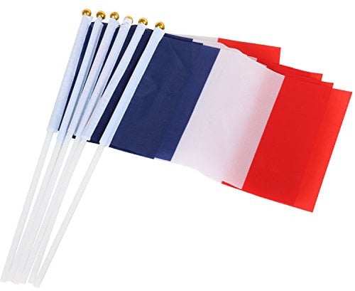 TRIXES 10 französische Handflaggen aus Nylon Frankreich feiern Fahne Fähnchen Bastille Day Feier Sport Fan Unterstützung