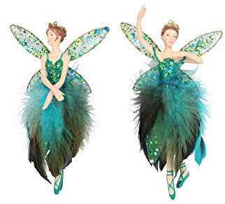 Gisela Graham Large Peacock Fairy Decoration (set of 2)
