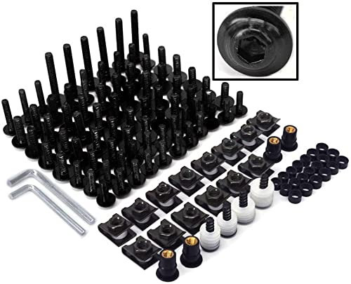 JFG RACING Viti Ergal Moto,Viti Carene Kit Completo Bulloni Moto,Universale in Alluminio CNC Viti di Fissaggio Dadi per Moto da Strada Sportive Scooter-Nero