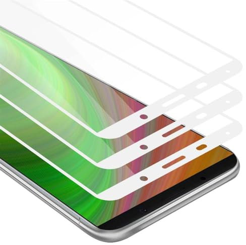 Cadorabo 3x Vidrio templado cobertura completa compatible con Huawei MATE 10 / Nova 2i en TRANSPARENTE con BLANCO - Paquete de 3 Vidrio protector de pantalla en dureza 9H con compatibilidad touch 3D