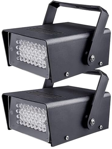 2Pack Disco Strobe Light for Party 32 Led Mini Strobes Lights for Parties, Plug in Strobe Lights Halloween Haunted House for Room, Evictor Strobe Light for Outside Attic Rodent Squirrels Rat