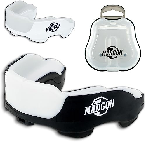 MADGON Premium Mundschutz für ideale Atmung. Zahnschutz perfekt anpassbar mit Transportbox. Für Kampfsport, MMA, Boxen, Kickboxen, Hockey, Football - Erwachsene