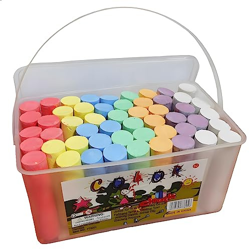 J-hong Washable Sidewalk Chalk Set, 52 Pieces, 7 Colors