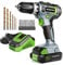 WORKPRO 20V Electric Drill Driver with 2000 mAh Battery, 1H Quick Charger, 25 Nm Max, 18+1 Torque, 3/8 Chuck, 2 Speed, LED Light, 16 pcs Drill and Screwdriver Bit