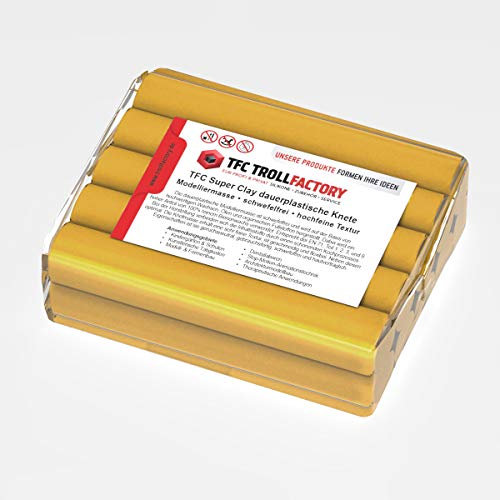TFC SuperClay I dauerplastische Knete I Modelliermasse I hergestellt aus hochwertigen Wachsen (100% Bienenwachs) und Ölen I ocker, 500g