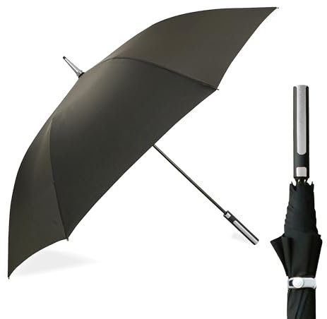 Lemon Pie Products Large Golf Umbrella Windproof & Waterproof – Black with Silver Handle, 54-Inch Automatic Open, Strong Ribs, UV Protection, Unisex Walking Umbrella for Men & Women