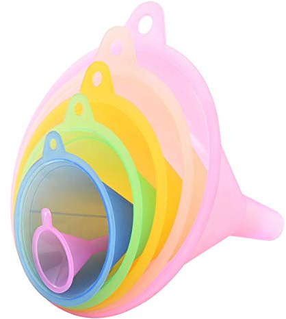Delove Juego de embudos pequeños, embudos de plástico para llenar botellas, ideal para líquidos de cocina, transferencia de agua, grado alimenticio y sin BPA