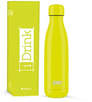 I-Drink Botella Térmica Doble Pared 350/500/750/1.000 ML, Decorada (500 ML, Amarillo)