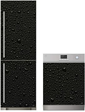 Oedim Pack Vinyle pour réfrigérateur + Vinyle pour lave-vaisselle Texture rafraîchissante Noir 70 x 185 cm + 70 x 80 cm Adhésif résistant et économique Adhésif décoratif Design élégant