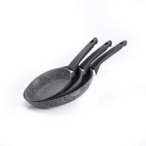 Moneta Sinfonia Set 3 padelle (18-22-26 cm) anche per induzione, rivestimento rinforzato con particelle minerali. Made in Italy