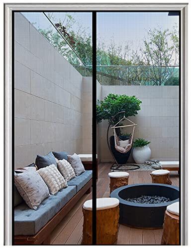 Homearda Magnet Fliegengitter Tür Fiberglas-Magnetvorhang Insektenschutz Balkontür (Black-Fiberglas-de, 100 X210 cm)…