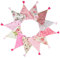 G2PLUS Fabric Bunting Banner with Tassel, 3.3M Double Sided Cotton Tassel Banner with 12 Pink Triangle Pennants, Vintage Cloth Garlands for Nursery Bedroom Playhouse Decoration