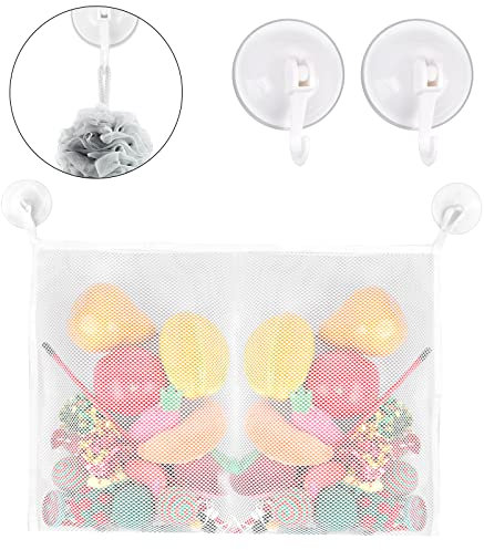 Bad Spielzeug Organizer, Badewanne Spielzeugnetz, Badespielzeug Aufbewahrung, Spielzeug Aufbewahrungsnetz, Bad Spielzeug Netz Spielzeugnetz zum Hängen, mit 4 Saugnäpfe für Kinder Babys Duschzubehör