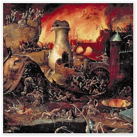 Posterlounge Die Hölle, 1505 Poster | 70 x 70 cm von Hieronymus Bosch Braun Wandbilder Wanddeko