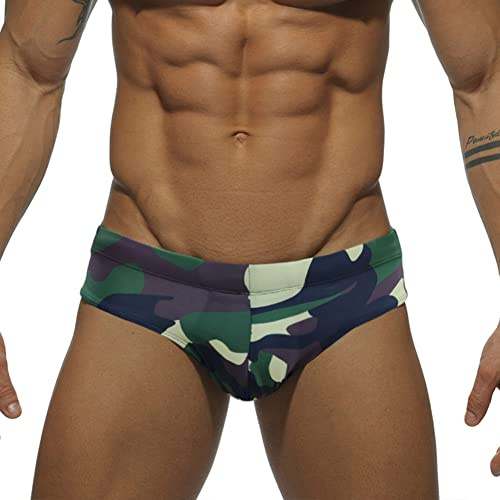 Baotung Costume da bagno da uomo, per sport acquatici, corto, aderente, BT0BH12, mimetico, M