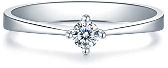 Eheringe Platin, Ring Hochzeit Silber H 0.1ct SI Diamant Runden Eheringe Versprechen Geschenke für Frauen Größe 61 (19.4)