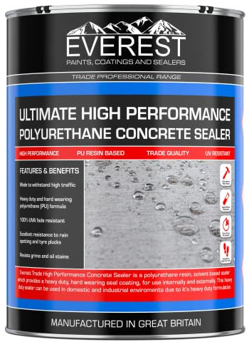 Everest Trade - Concrete Sealer - Polyurethane (PU) Resin Based - Internal And External (Clear, 20 Litre)