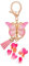 MWOOT Letter Keychain Initiale Lettre Porte-clés,Mode Alphabet Initial Keyring avec Papillon Pendentif,Rose Pétales Feuille D'or Key Ring pour Femmes Filles Portefeuille Sac à Main Charme(M)