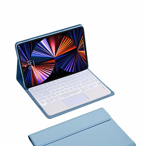GUPENAA Keyboard Case for Lenovo Tab P11 Pro Gen 2 / Pro 11.2 2022 (TB-132FU/ TB-138FC), 7 Color Backlit, Slim Lightweight Stand Cover with Magnetically Detachable Bluetooth Keyboard,Blue